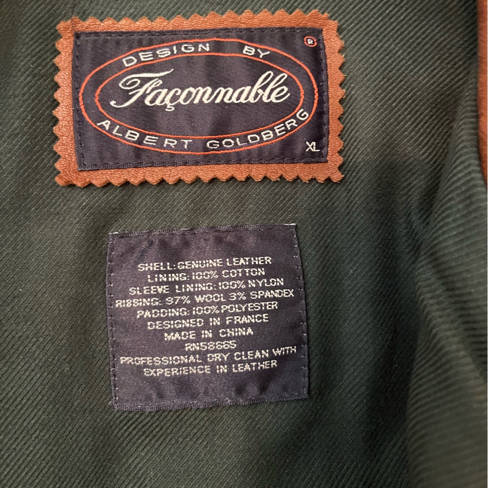 Faconnable Vintage Brown Leather Bomber Jacket - Picture 5 of 9